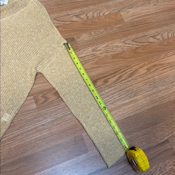 Becaal, elegant buttercup yellow long sleeve crochet cardigan blouse. Size L. - Picture 16 of 17